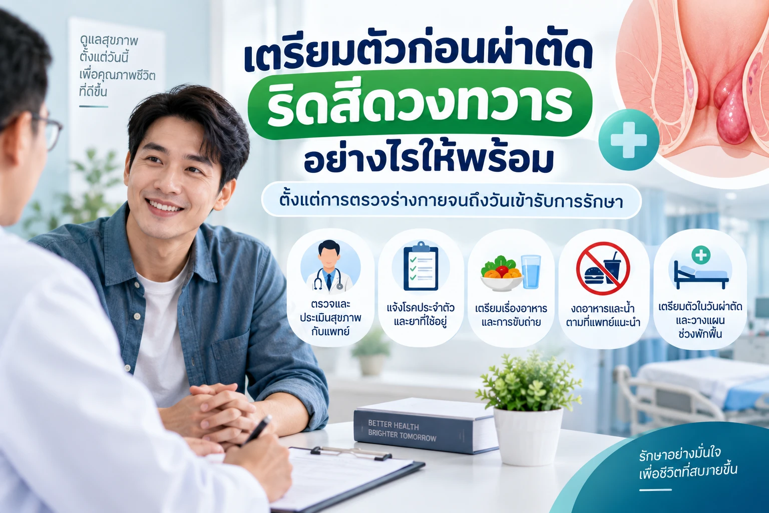 เตรียมตัวก่อนผ่าตัดริดสีดวงทวารอย่างไรให้พร้อม ตั้งแต่การตรวจร่างกายจนถึงวันเข้ารับการรักษา